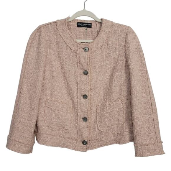 Dolce & Gabbana Light Pink Tweed Blazer Jacket Sz 42 US 6 Classic Elegant Luxury - Picture 1 of 11